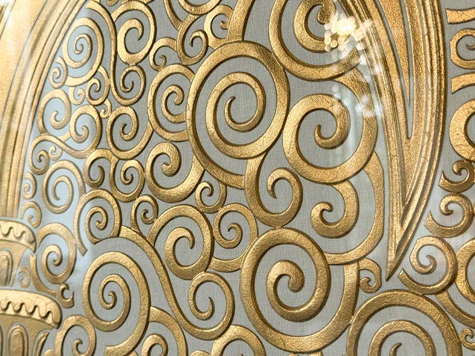 Картина со стеклом FURNITEK FG-304 в латунной раме фон белый