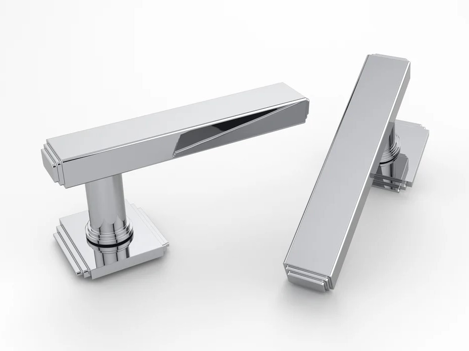 Дверная ручка на розетке Oliver Knights Vortimer полированный хром