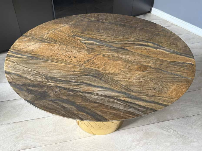 Стол обеденный круглый Ar-Deco FG-079 полированная латунь