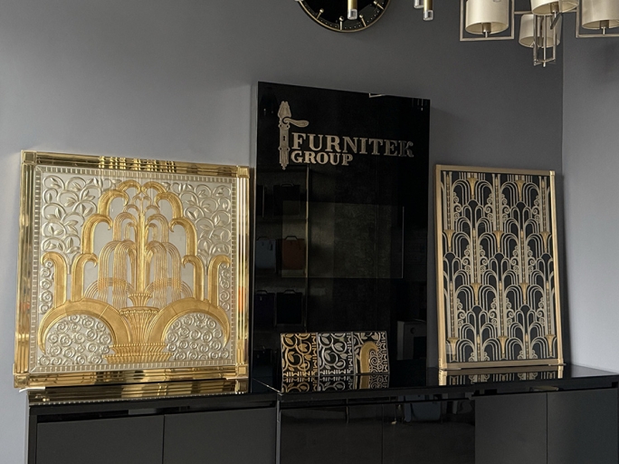 Картина со стеклом FURNITEK FG-307 в матовой латунной раме